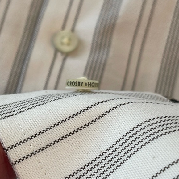 Crosby & Howard Button Down Shirt White & Gray Striped Size Large - Picture 6 of 13